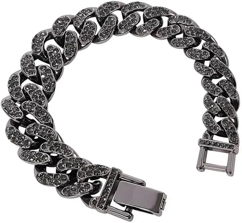 Cuban Link Chain Bracelet for Mens Alloy Diamond Cut 18mm 21mm Stainless Steel Chain Hip Hop Jewelry