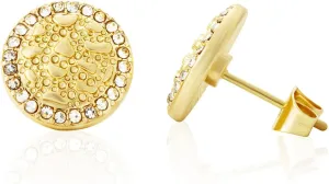 Cubic Zirconia Earrings Studs Gold nugget earrings for men Nugget earring Cookie Nugget Gold Plated Stud Earrings 14k Gold Plated Round Rough Textured For Women Unisex