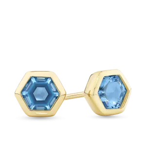 Cubic Zirconia Hexagon Stud Earrings in 9ct Yellow Gold
