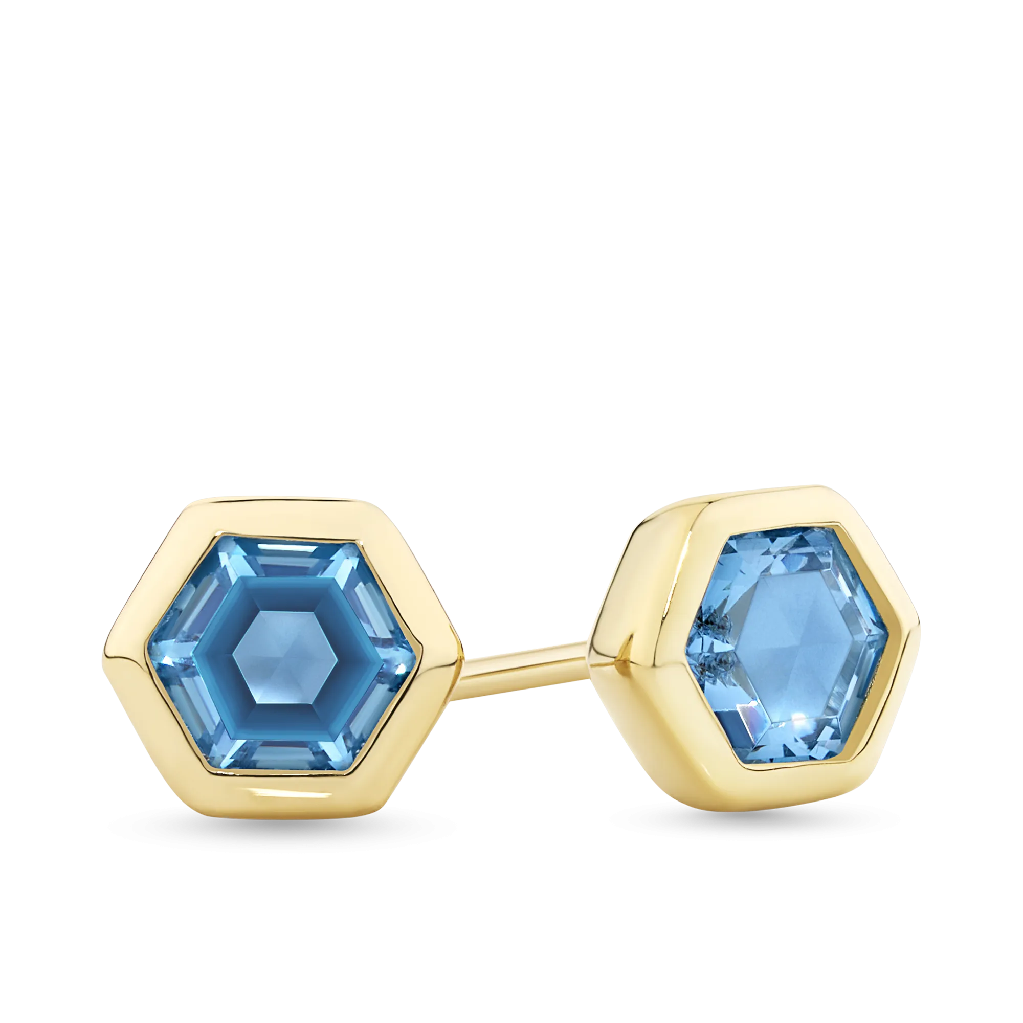 Cubic Zirconia Hexagon Stud Earrings in 9ct Yellow Gold