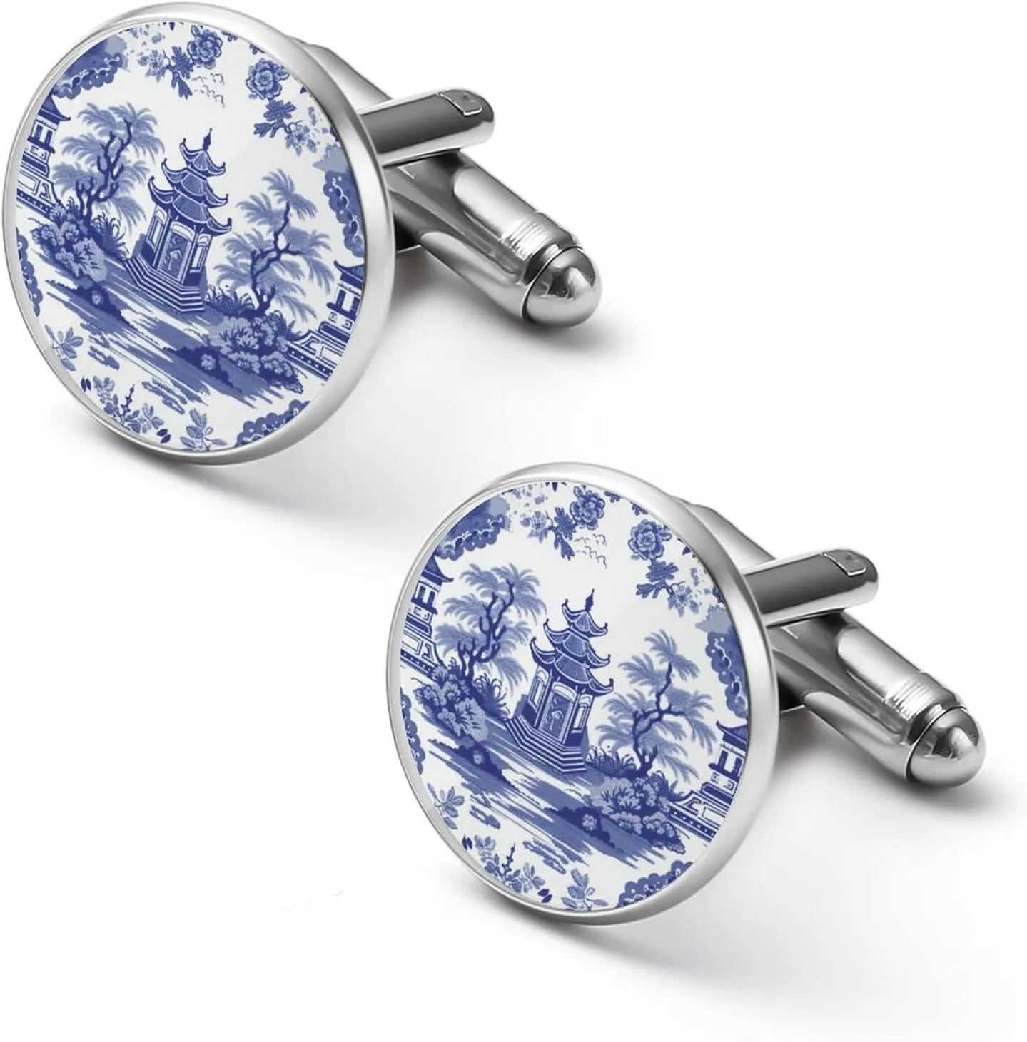 Cufflinks for Men Pink Cabbage Roses Romantic Aqua Mens Cufflinks Japanese Shirt Cuff Links Mens Maximalist Asian Chinese Tuxedo Shirt Studs Fits Business Wedding Party
