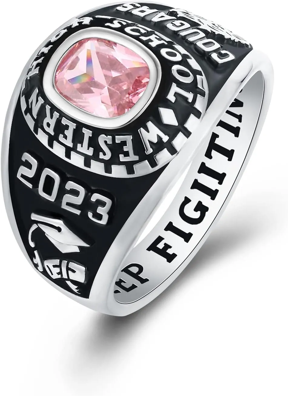 Customized Sterling Silver Women High School and College Class Ring  Ladies Ultimate Collection - MEMENTOS JEWELRY