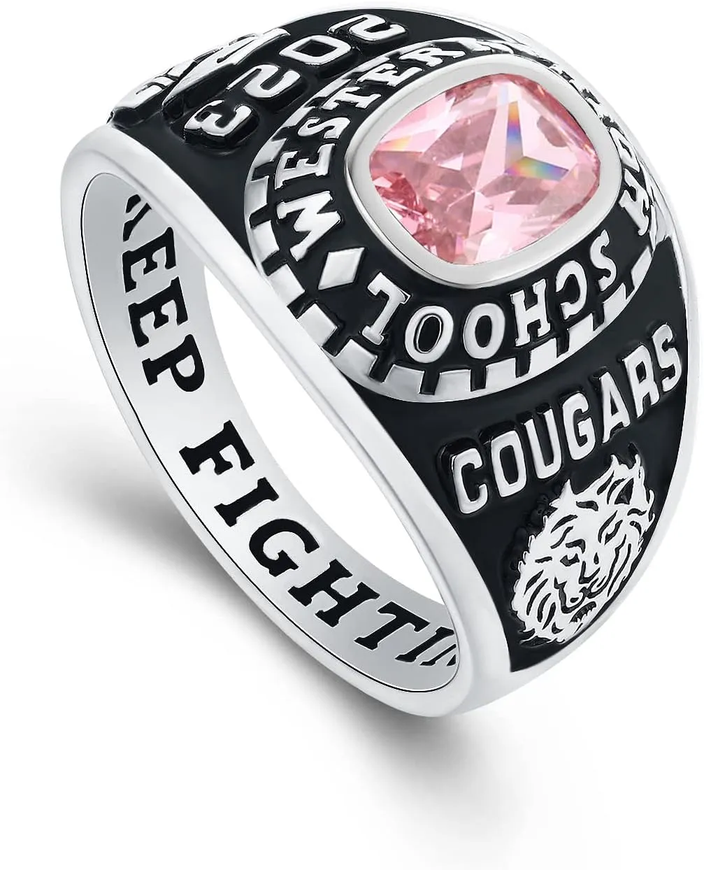 Customized Sterling Silver Women High School and College Class Ring  Ladies Ultimate Collection - MEMENTOS JEWELRY