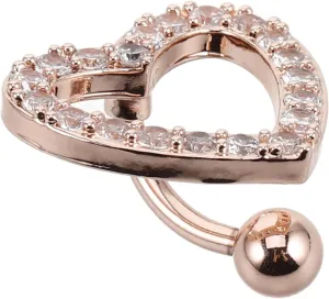 Cute Heart Belly Button Rings Romantic Navel Piercing Jewelry Dangle Fake Earrings for Women