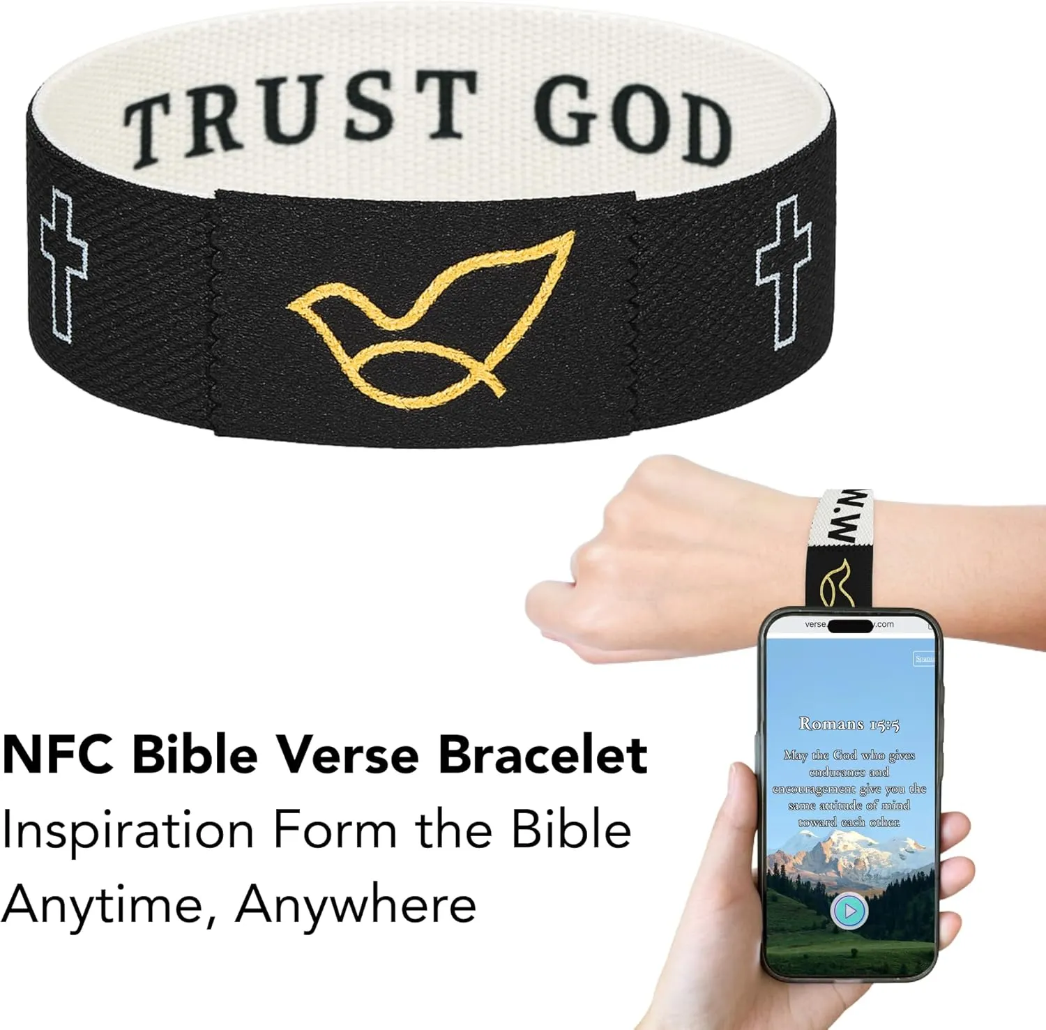 Daily Bible Verse Bracelet  Chritian Gift for Women & Men | Scan to Read 1000  Scriptures | Inspirational Bible Verse Bracelets