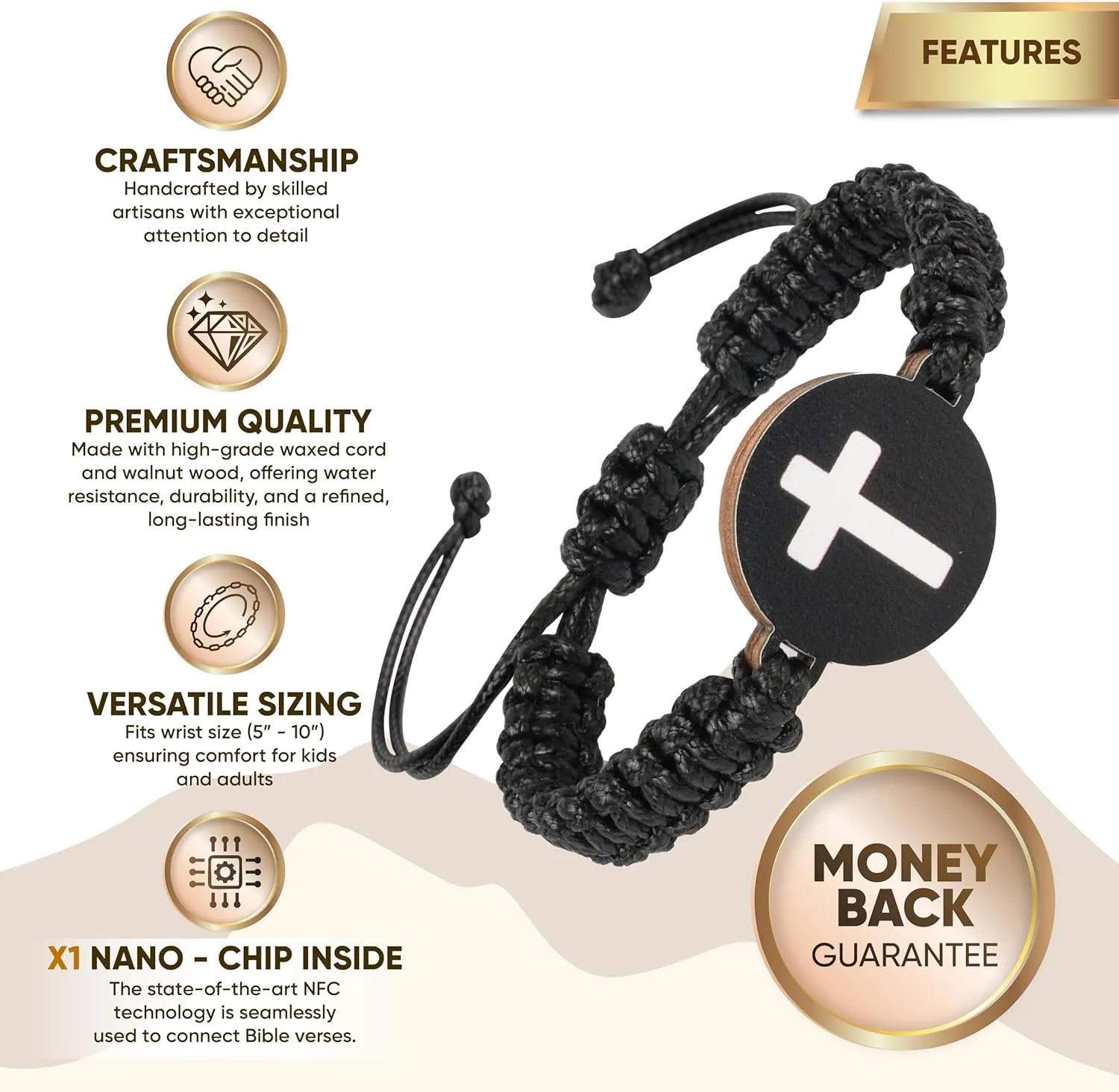 Daily Bible Verse Bracelets, Daily Wearable Scripture Bracelets, Cross Bracelet, Christian Gifts for Women, Men, Catholic Religious Gifts, Easter Basket Stuffers (Leather Cross Bracelet - 1)
