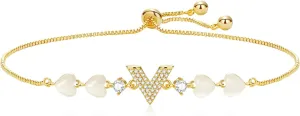 Dainty Adjustable 14k Gold/Silver Plated Heart Chain Bracelets for Women
