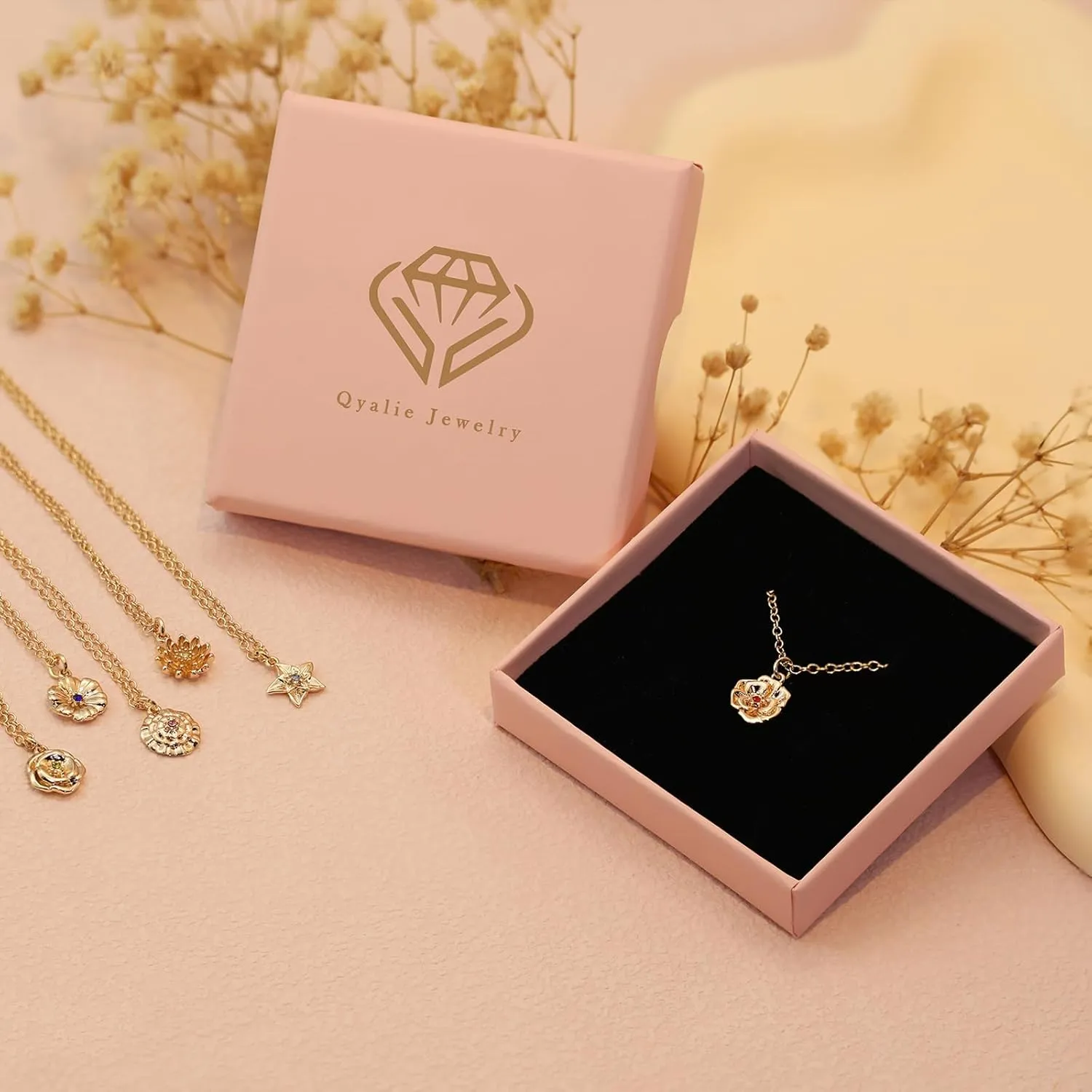 Dainty Flower Necklace for Women Birthflower Birthstone 14K Gold Plated necklaces Trendy Zircon Birthday for Women Jewelry