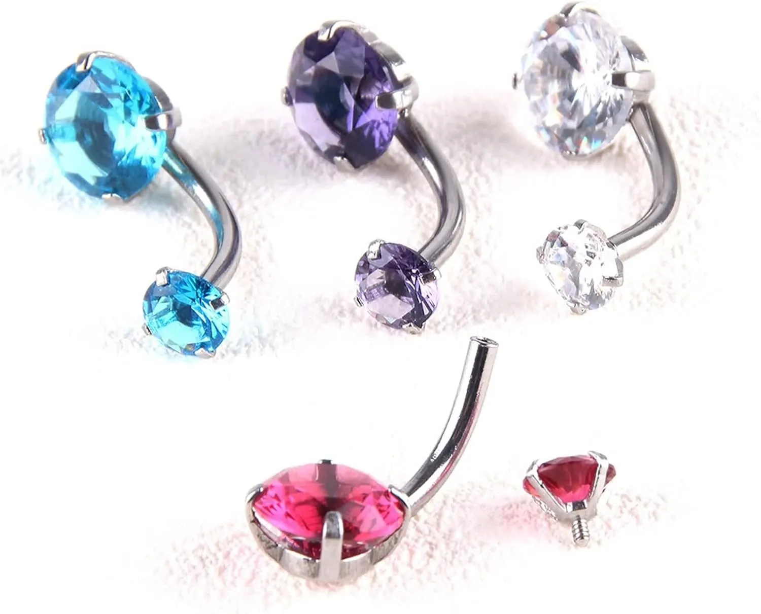 Dangle Belly Button Rings Boho, Stainless Steel Belly Button Rings Navel Ring Round with Cubic Zirconia Body Piercing Jewelry