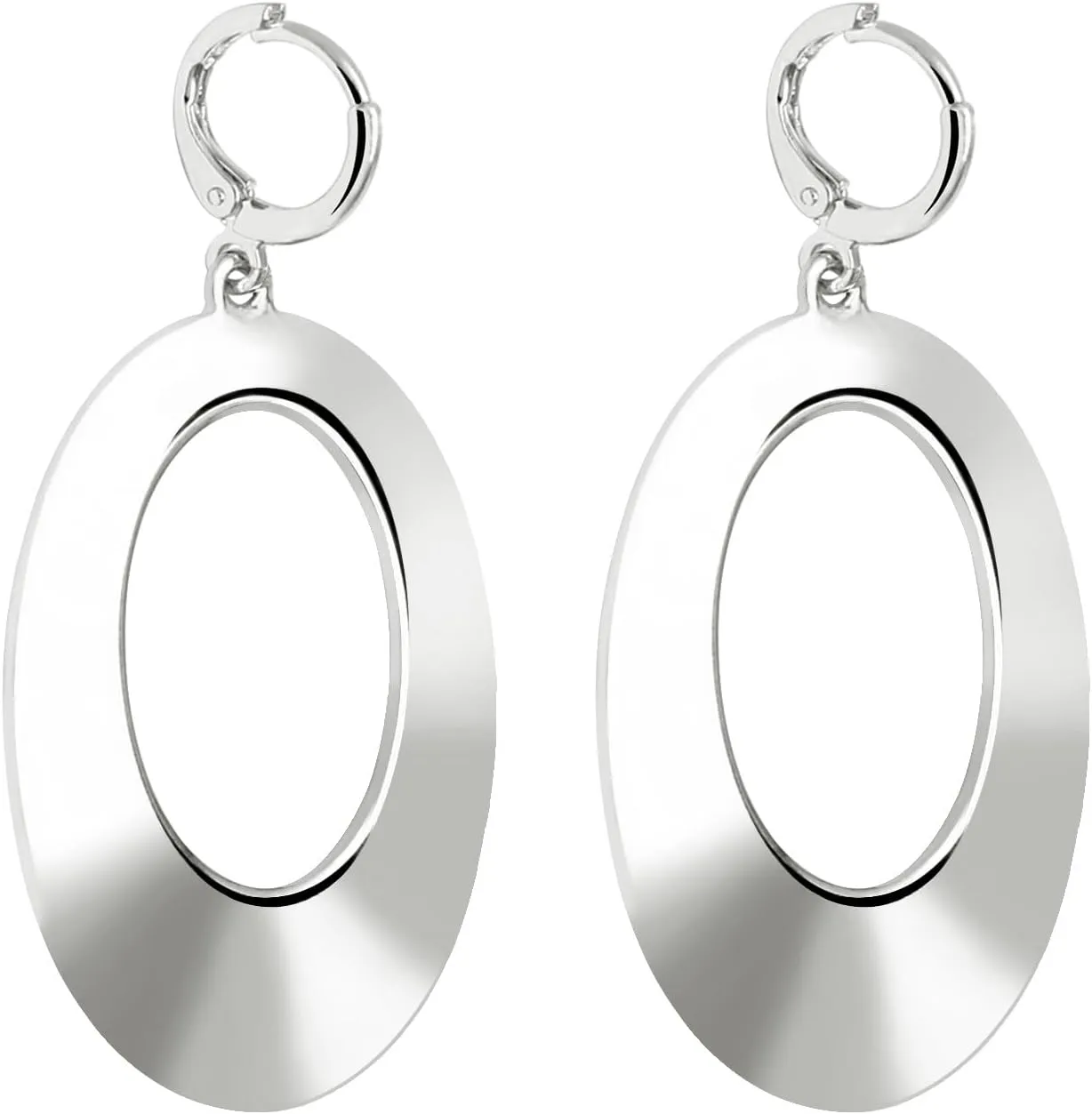 Dangle Hoop Earrings for Women,14k Gold/Silver Plated Geometric Hoops Earrings with High Polished Surface,Hypoallergenic Huggie Drop & Dangle earrings for Women