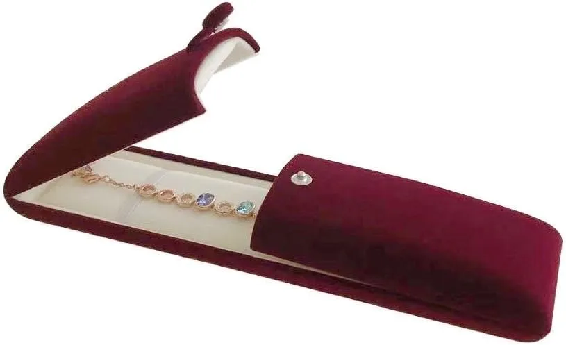 Dark Red Maroon Premium Quality Velvet Jewelry Present Box Case Chain Bracelet Necklace Wedding Birthday Present Packaging