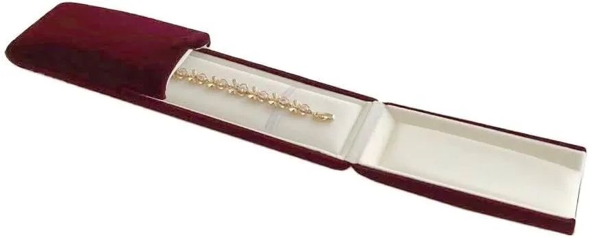 Dark Red Maroon Premium Quality Velvet Jewelry Present Box Case Chain Bracelet Necklace Wedding Birthday Present Packaging