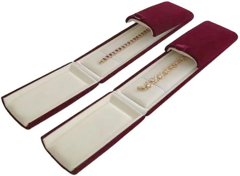 Dark Red Maroon Premium Quality Velvet Jewelry Present Box Case Chain Bracelet Necklace Wedding Birthday Present Packaging