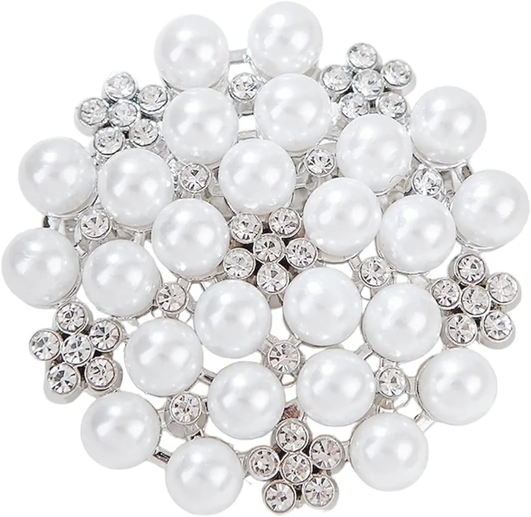 Delicate Pearl Crystal Brooch Pins for Women Girls Dance Balls Wedding Bridal Jewelry