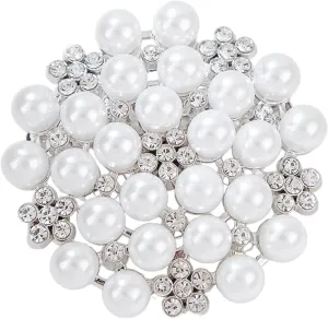 Delicate Pearl Crystal Brooch Pins for Women Girls Dance Balls Wedding Bridal Jewelry
