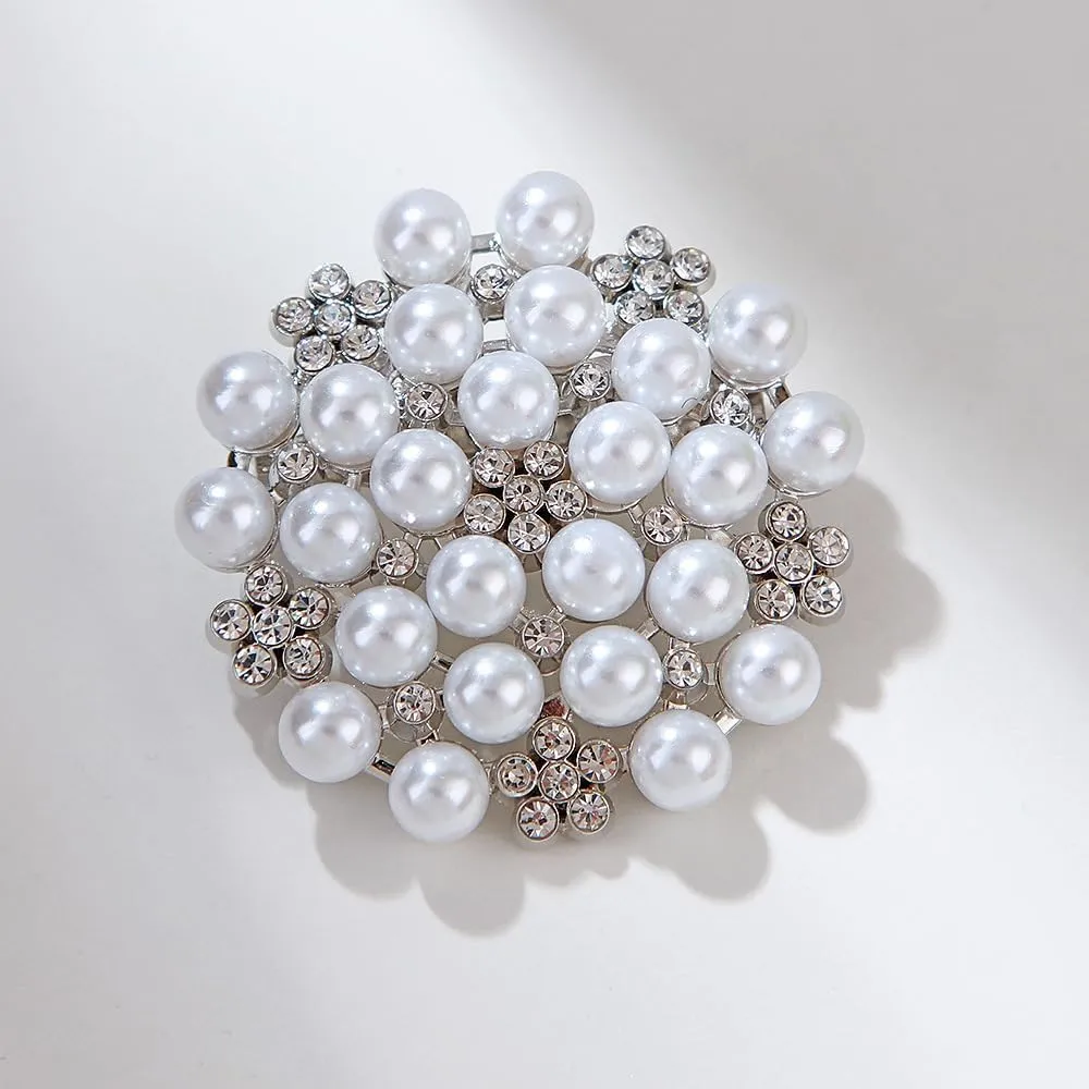 Delicate Pearl Crystal Brooch Pins for Women Girls Dance Balls Wedding Bridal Jewelry