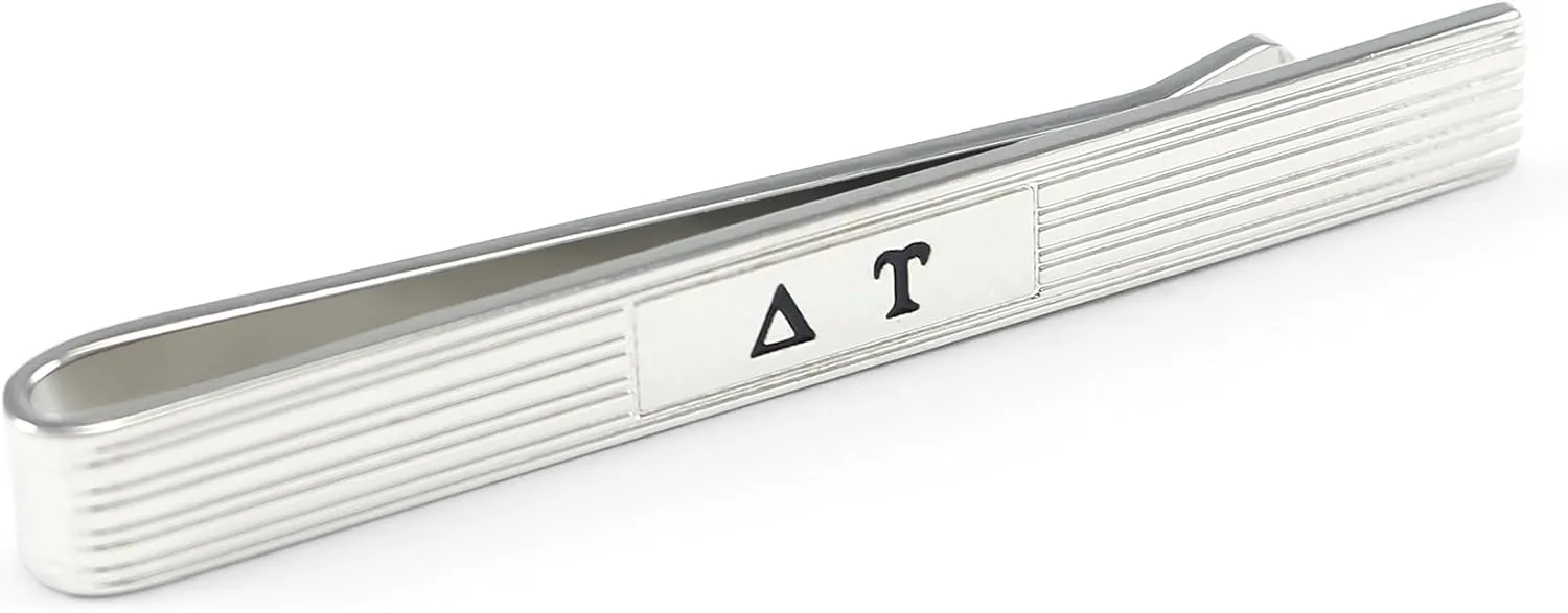 Delta Upsilon Tie Clip with Black Enameled Greek Letters Fraternity, Greek Mens Jewelry Tie Bar