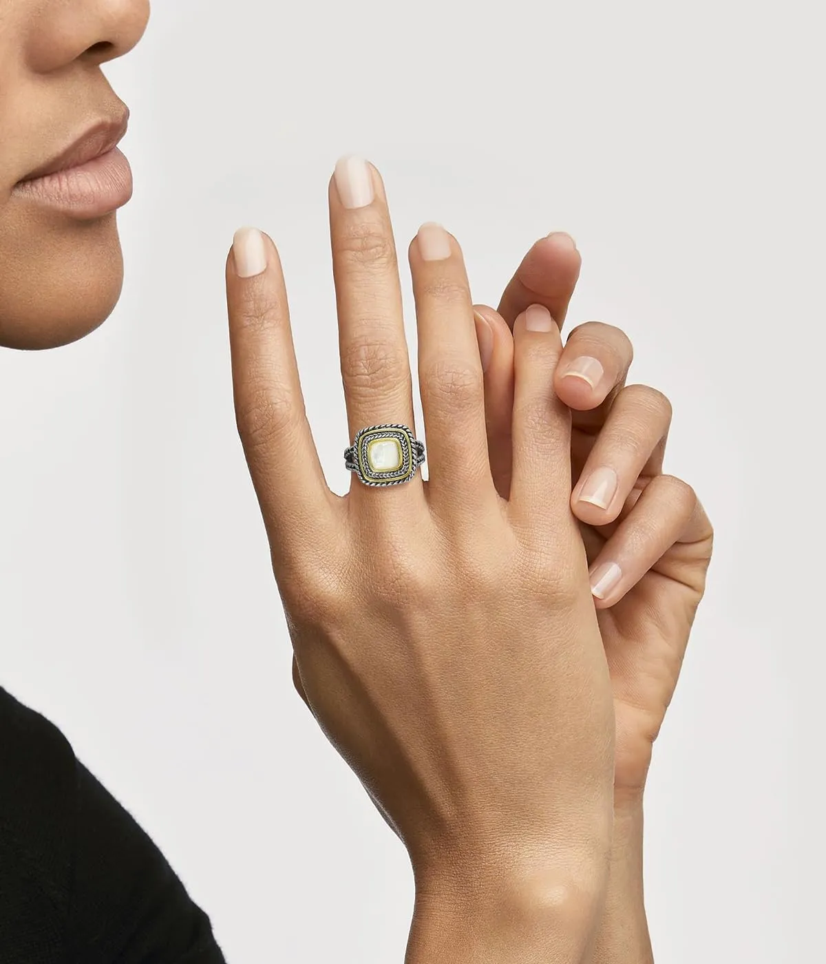 Designer Inspired Two Tone Statement Rings for Women 18K Gold Plated Fashion Brand Engagement Wedding Ring