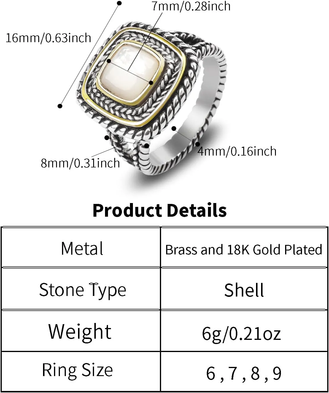 Designer Inspired Two Tone Statement Rings for Women 18K Gold Plated Fashion Brand Engagement Wedding Ring