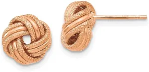 Diamond2Deal 14K Rose Gold Knot Polished Diamond Cut Stud Earrings (L- 0.31 in, W- 0.35 in)