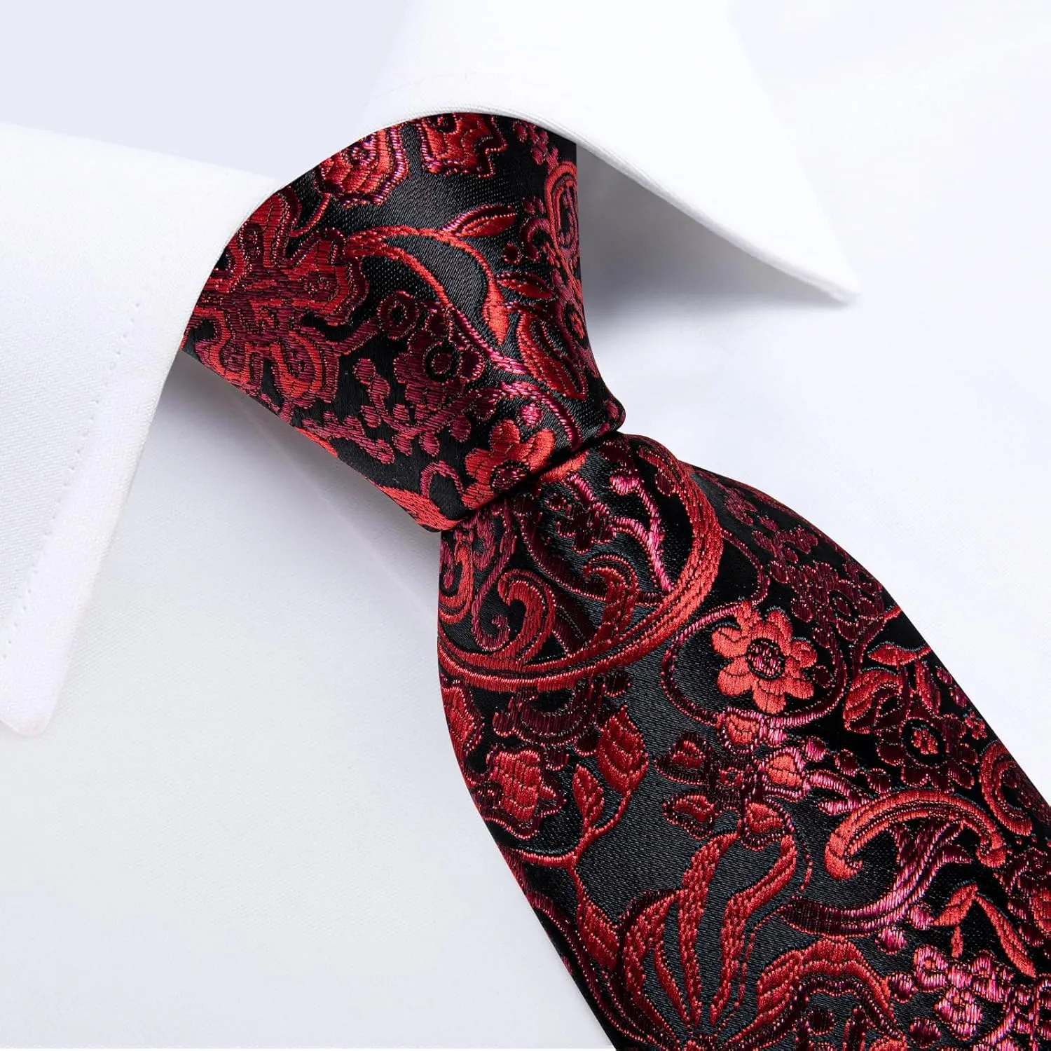 DiBanGu Silk Ties for Men Woven Paisley Plaid Striped Necktie and Tie Clip Handkerchief Cufflinks Set for Party Wedding