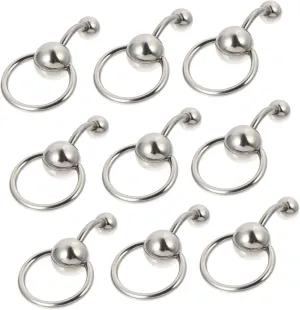 Didiseaon 10pcs Set Fashion Belly Button Ring Navel Piercing Jewelry Dangling Silver Belly Button Ring