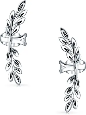 Double Nature Leaf Feather Arrow Butterfly Dragonfly Firefly Cartilage Clip Wrap Wire Ear Cuffs Earrings Helix Western Jewelry For Women Teens Men Non Pierced Ear Oxidized .925 Sterling Silver