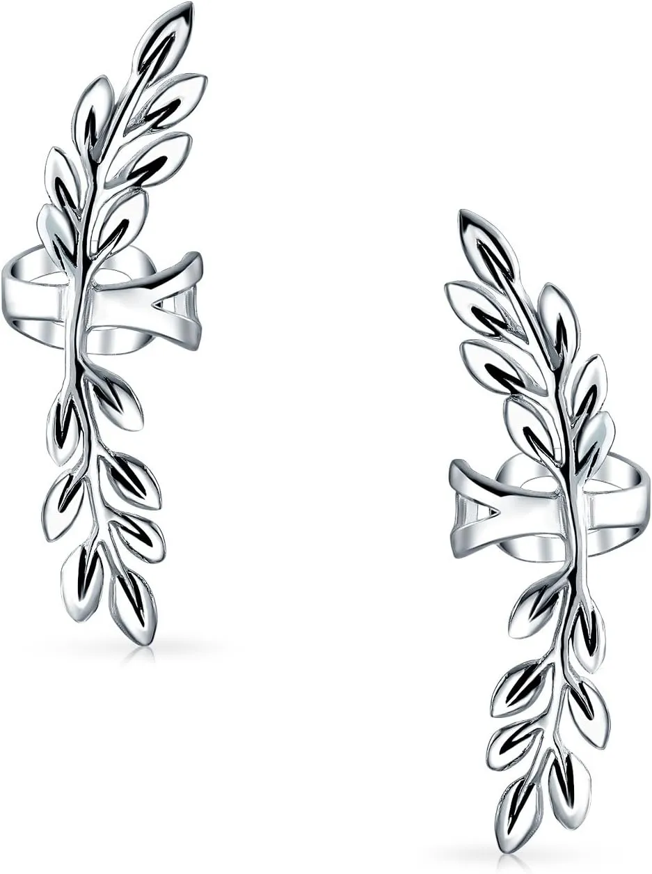 Double Nature Leaf Feather Arrow Butterfly Dragonfly Firefly Cartilage Clip Wrap Wire Ear Cuffs Earrings Helix Western Jewelry For Women Teens Men Non Pierced Ear Oxidized .925 Sterling Silver
