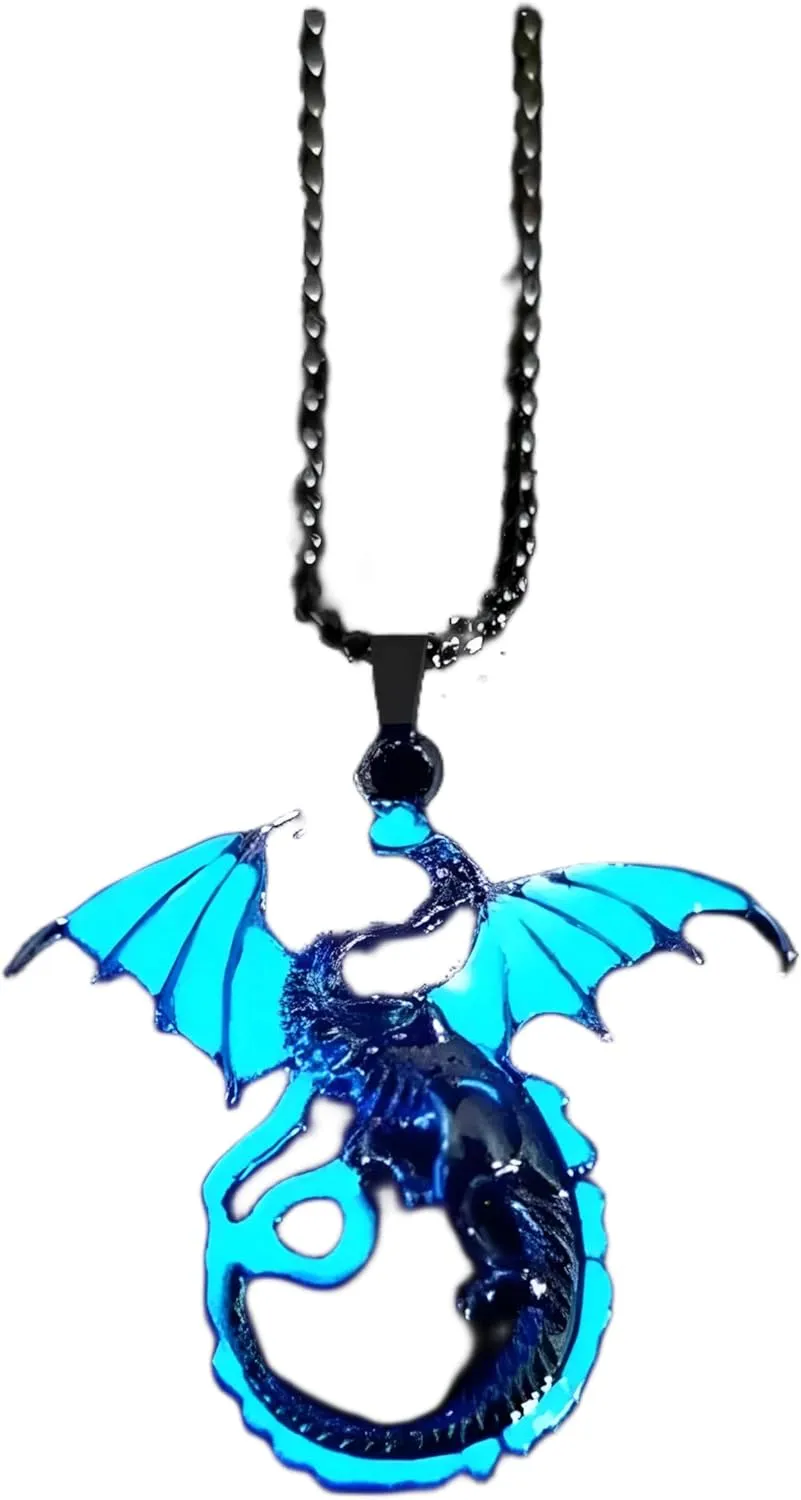 Dragon Jewelry Pendant Necklace Glow In The Dark Animal Fluorescence Necklaces for Men Women Jewellery-A09