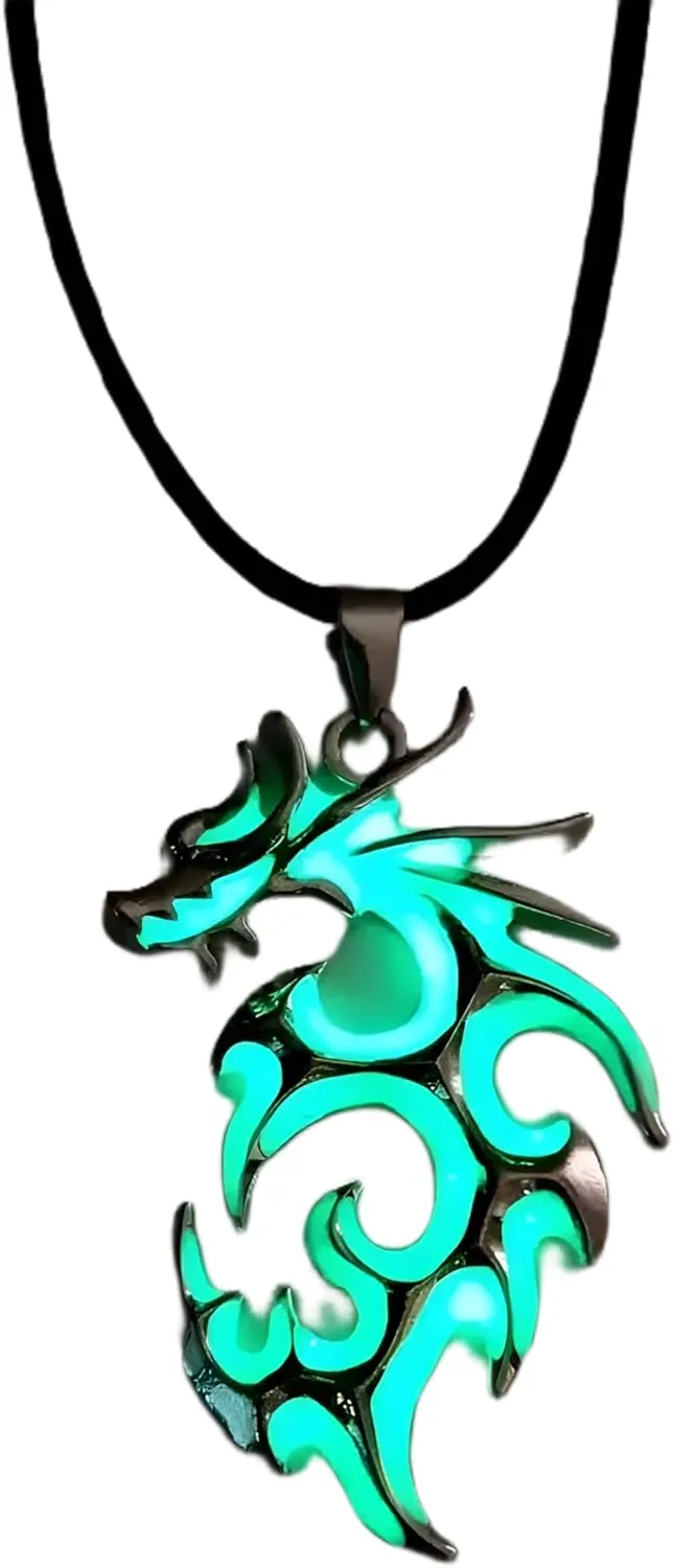Dragon Jewelry Pendant Necklace Glow In The Dark Animal Fluorescence Necklaces for Men Women Jewellery-A09