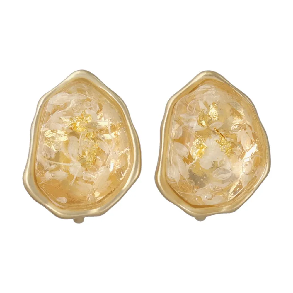 Dried Flower Clip On Earrings