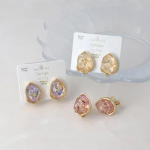 Dried Flower Clip On Earrings