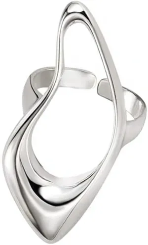 Dtja Hollow Teardrop Statement Ring for Women Girls Gold Plated Fashion Geometric Simple Adjustable Open Wrap Knuckle Finger Rings Comfort Fit Minimalist Unique Chic Jewelry Gift for Holiday Size 6-7