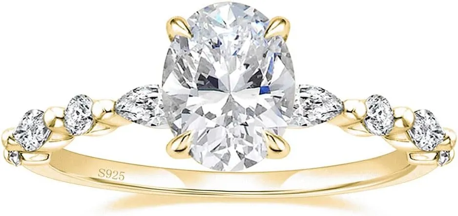 EAMTI 1.5 Carats 925 Sterling Silver Ring Oval Cut Cubic Zirconia Engagement Solitaire Halo Promise Ring for Women Size 3-13