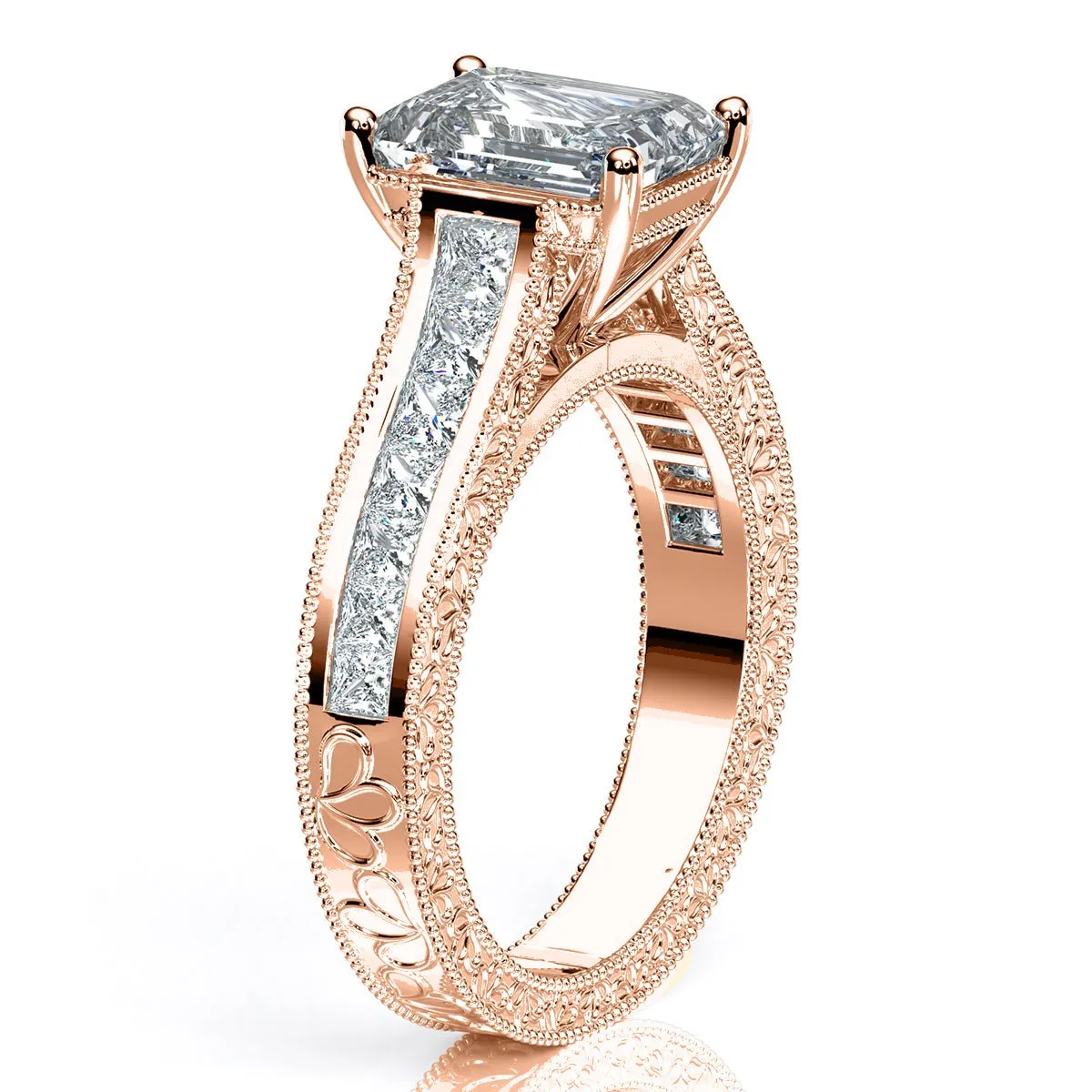 Edelweiss - Emerald Moissanite Engagement Ring
