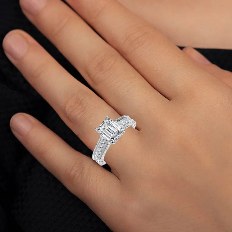 Edelweiss - Emerald Moissanite Engagement Ring