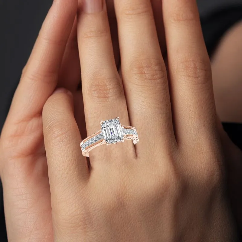 Edelweiss - Emerald Moissanite Engagement Ring