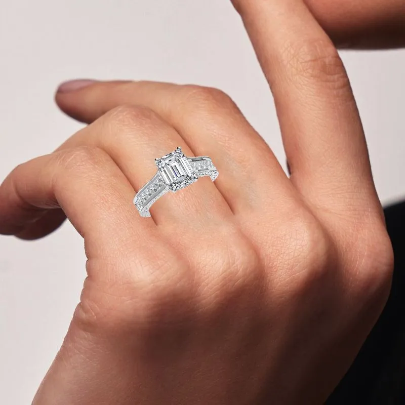 Edelweiss - Emerald Moissanite Engagement Ring