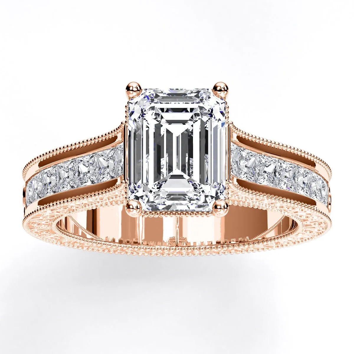 Edelweiss - Emerald Moissanite Engagement Ring