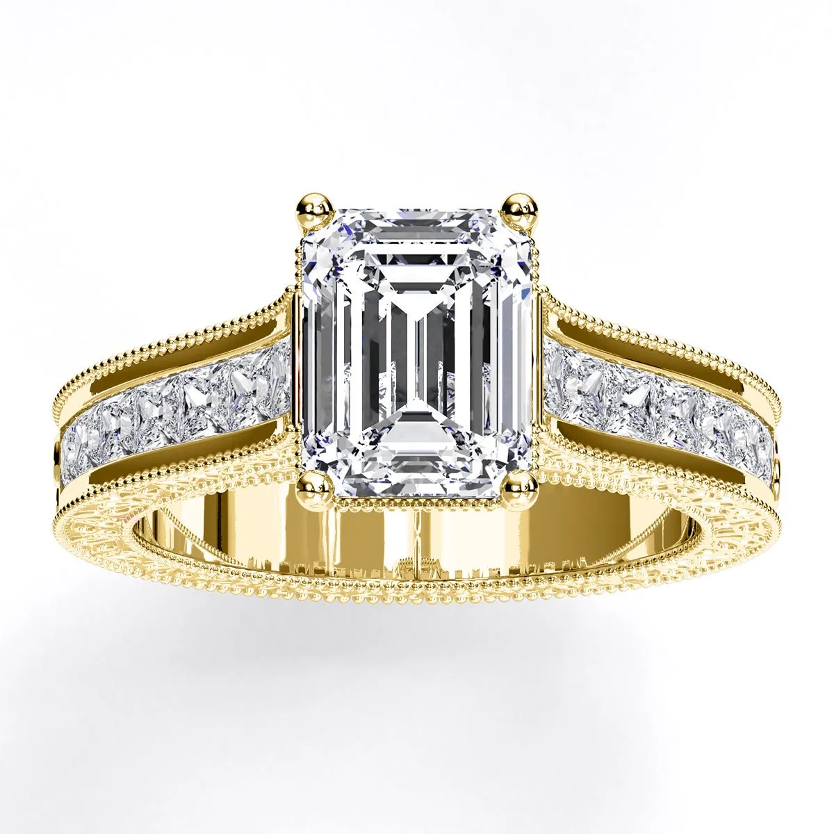 Edelweiss - Emerald Moissanite Engagement Ring