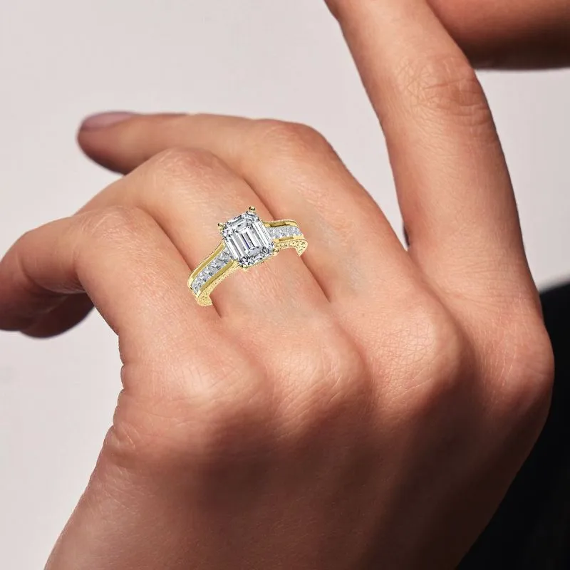 Edelweiss - Emerald Moissanite Engagement Ring