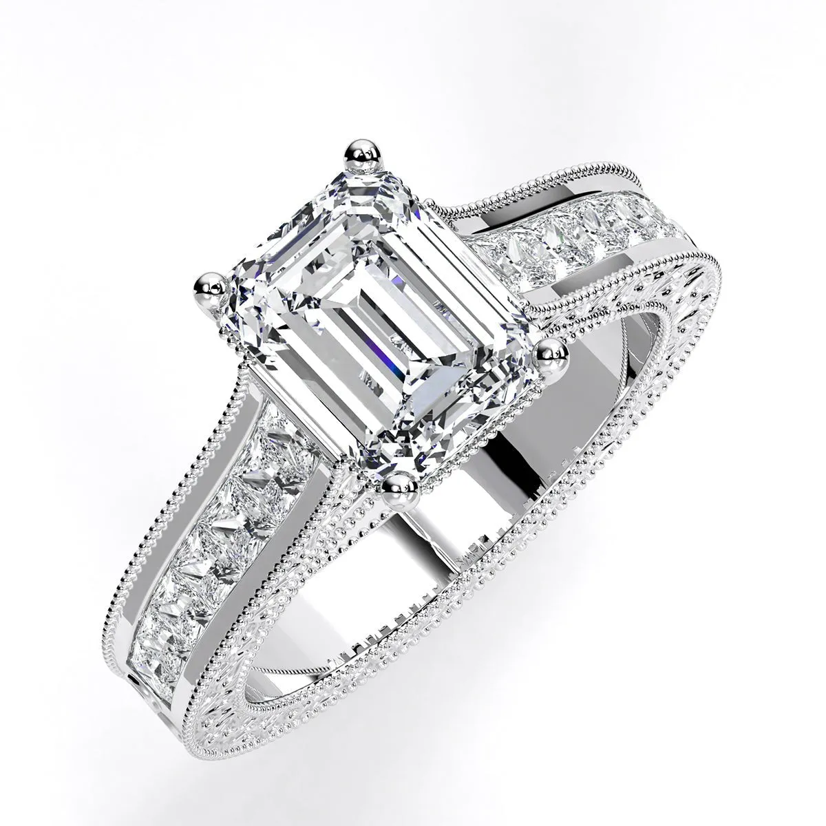 Edelweiss - Emerald Moissanite Engagement Ring
