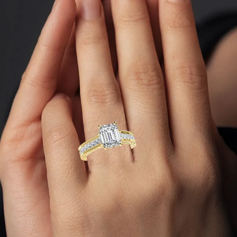 Edelweiss - Emerald Moissanite Engagement Ring