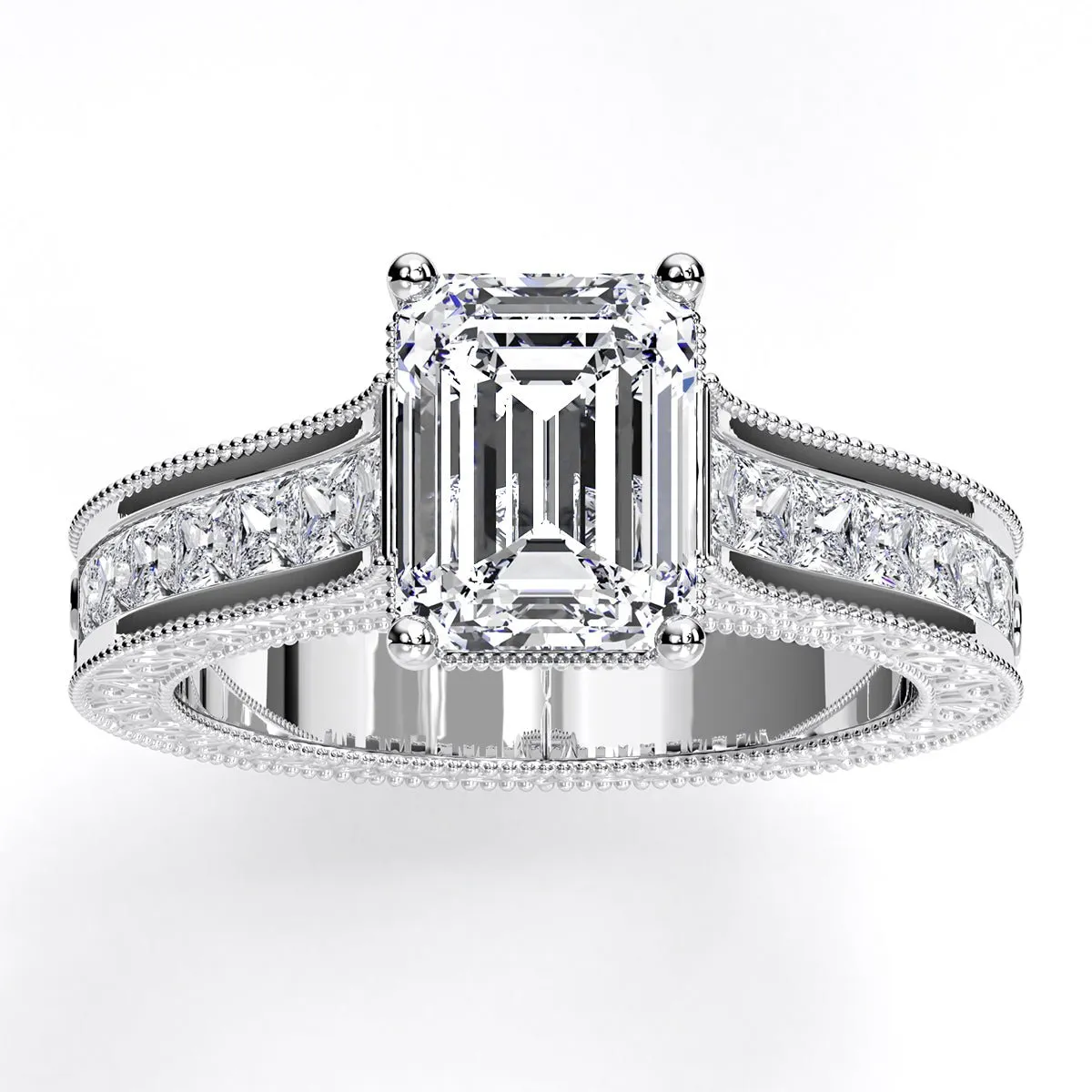 Edelweiss - Emerald Moissanite Engagement Ring