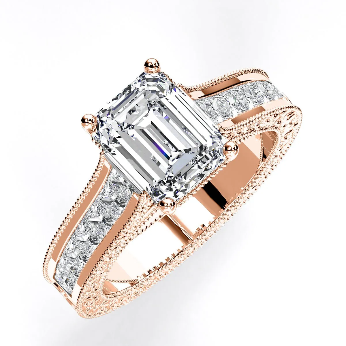 Edelweiss - Emerald Moissanite Engagement Ring