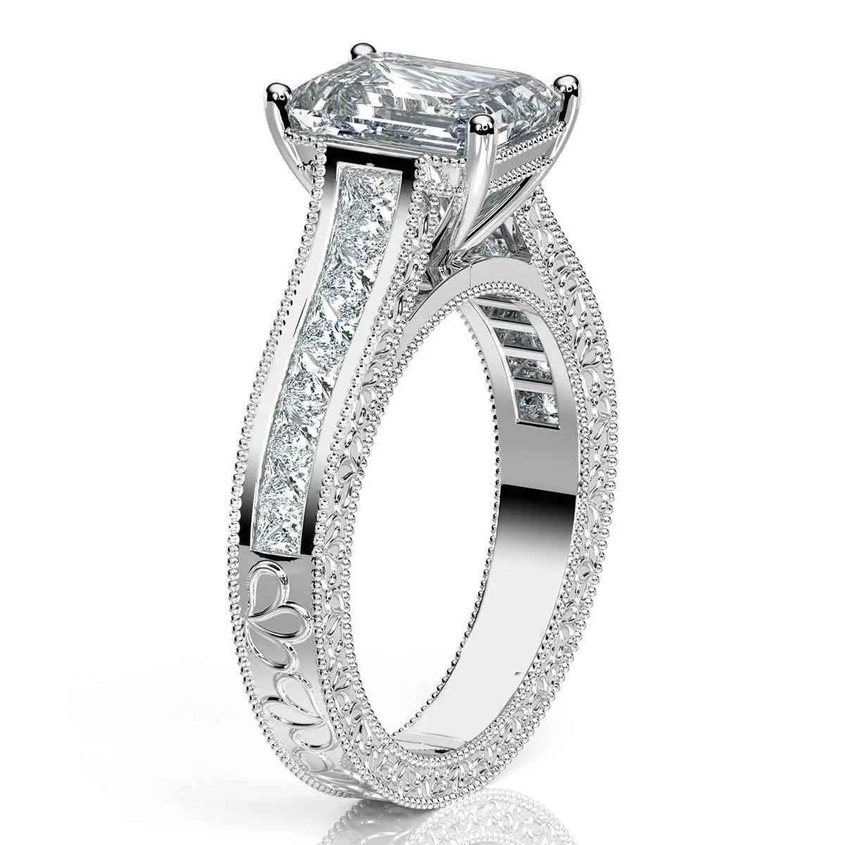 Edelweiss - Emerald Moissanite Engagement Ring