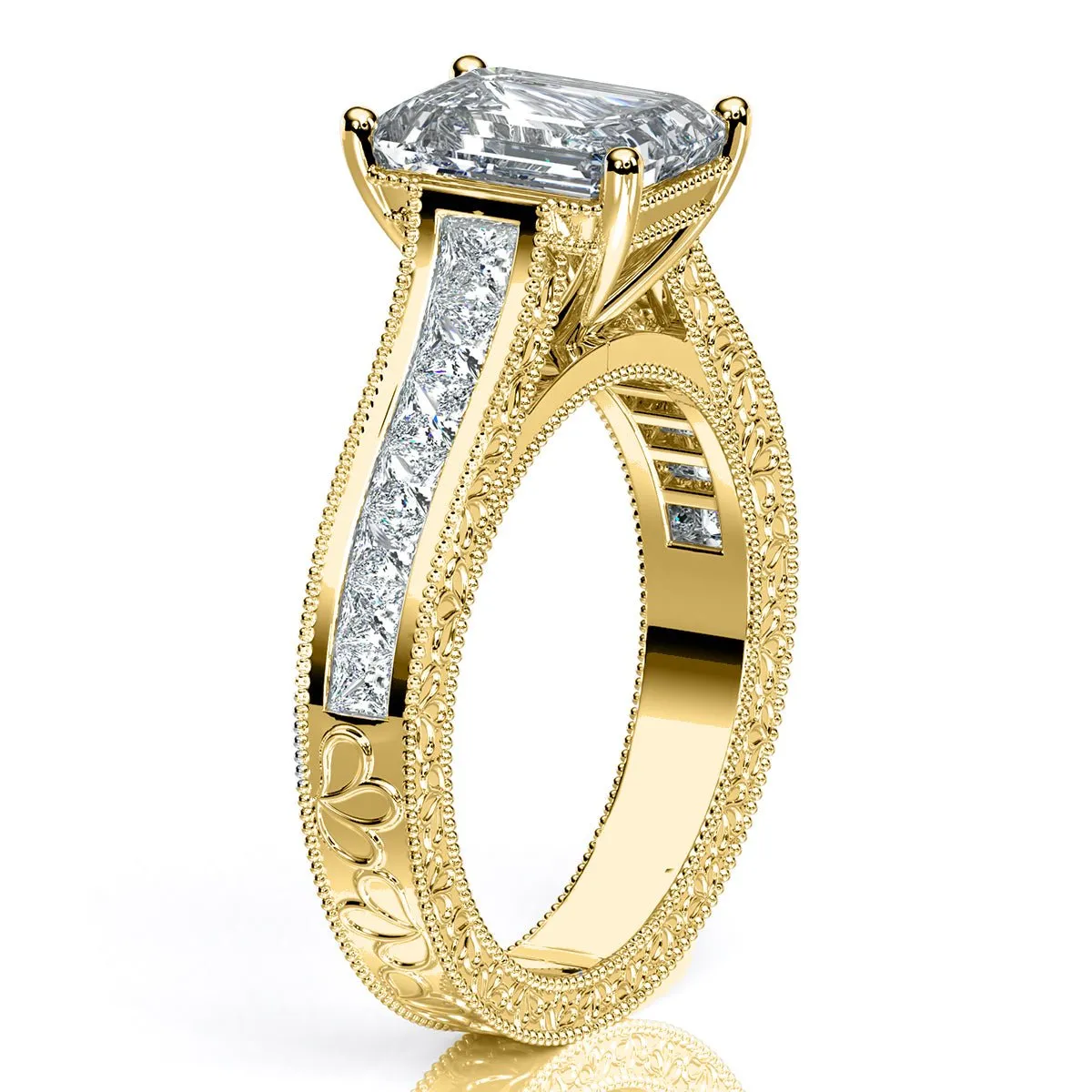 Edelweiss - Emerald Moissanite Engagement Ring