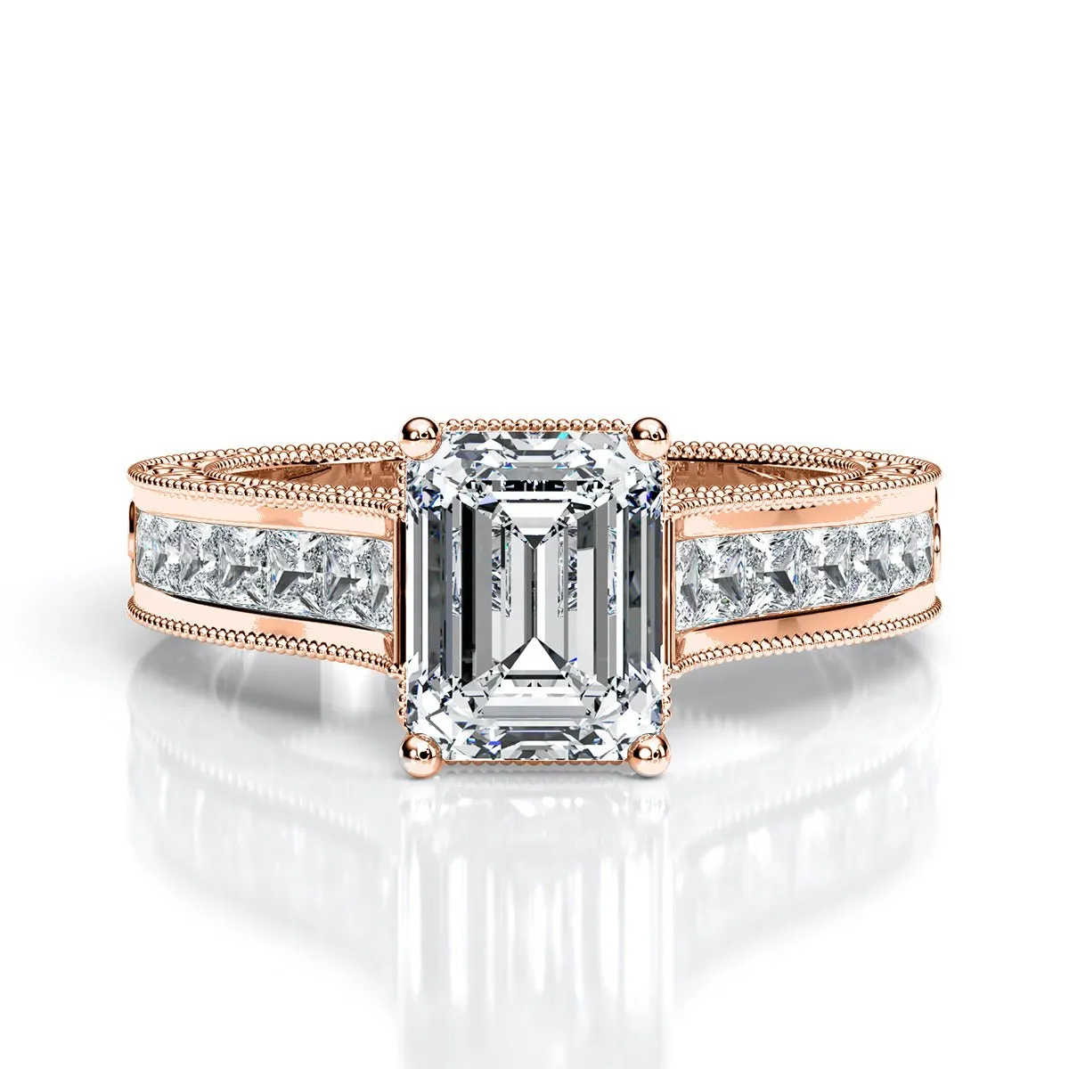 Edelweiss - Emerald Moissanite Engagement Ring