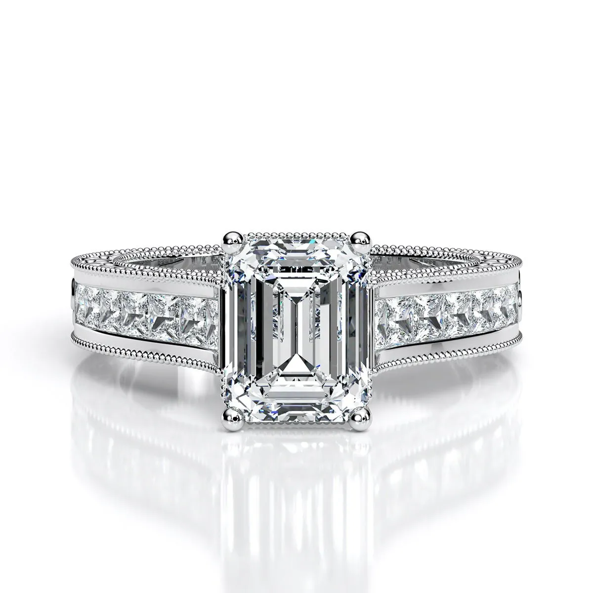 Edelweiss - Emerald Moissanite Engagement Ring