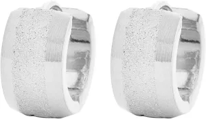 Edforce Stainless Steel Brushed Center Polished Edge Small Huggie Hoop Earrings